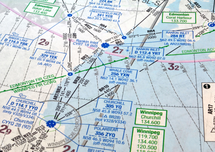 Mapa navigace letadel