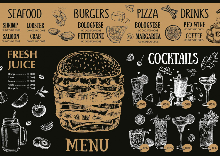 Nabídka restaurace - černá