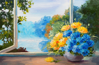 Malba - Modré květiny