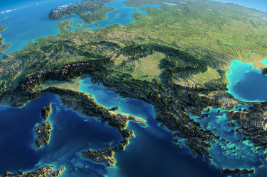 3D mapa Evropy
