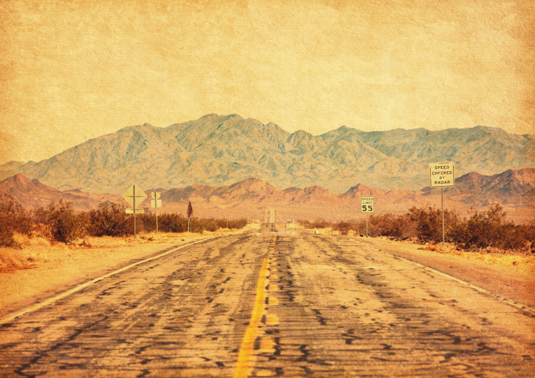 Route 66 v poušti Mojave