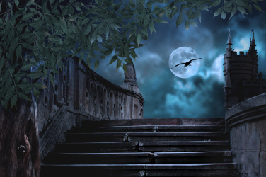 Kamenná schodiště v noci