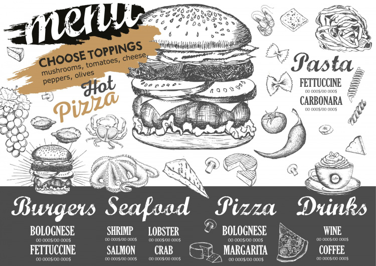 Nabídka restaurace - bílá