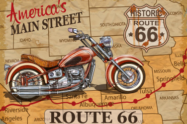Plakát motocykl na Route 66