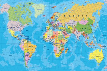 Mapa světa na glóbu